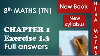 8th maths chapter 1 exercise 13 full answers TN Samacheer new book new syllabus [upl. by Aldredge]