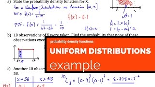 Uniform Distribution  Probability Density Function example [upl. by Asilec886]