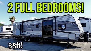 Check out this MASSIVE 2 Full Bedroom Travel Trailer RV Jayco 38BHDS [upl. by Spearing]