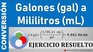 Conversión de Galones gal a Mililitros mL [upl. by Laresa]