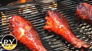 Smoked Turkey Legs On The Weber Kettle [upl. by Derwin]