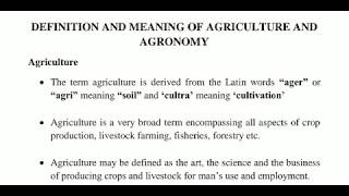 Definition and meaning of Agriculture and Agronomy [upl. by Zipnick]