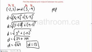 Find the distance and midpoint between two points [upl. by Partan]