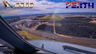 Final Approach into PERTH  Pilotsview Airbus A340 [upl. by Eiddet]