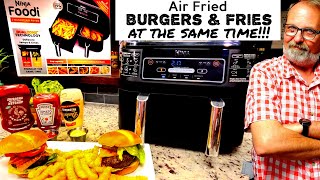 Ninja Foodi Dual Zone Air Fryer Hamburger amp French Fries at SAME TIME 2 Basket DualZone Technology [upl. by Anoj]