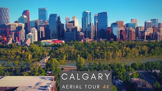 Downtown Calgary  4K AERIAL DRONE SKYLINE TOUR [upl. by Anirehtac]