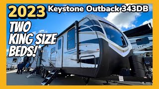 2 KING Beds in a Travel Trailer RV 2023 Keystone Outback 343DB [upl. by Finley]