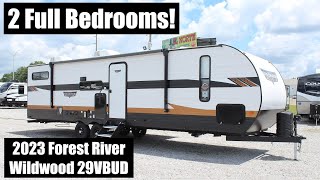 Check out the NEW COLORS on this Two Bedroom Travel Trailer RV 2023 Forest River Wildwood 29VBUD [upl. by Irabaj]