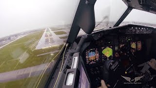 Stormy crosswind landing in LGW  Boeing 737 Captains view [upl. by Nahtaneoj]