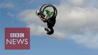 Wheelz does double back flip in a wheelchair  BBC News [upl. by Galatea]