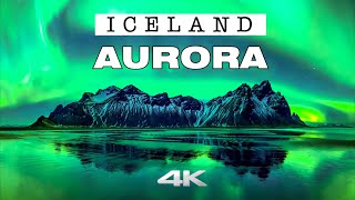 Northern Lights in ICELAND ★ Magical AURORA Borealis ★ Ambient Aerial 4K ► [upl. by Amaerd]