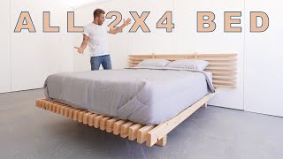 DIY Platform Bed Made from ONLY 2x4s  Modern Builds [upl. by Annaoy887]