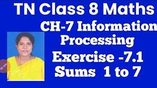 TN Samacheer Kalvi8th STD MathsChapter 7 Information Processing Exercise  71 Sums 1 to 5 [upl. by Foskett]