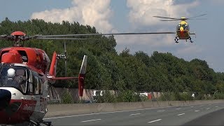 Zwei Rettungshubschrauber im Einsatz Christoph Dortmund DHDRF und Christoph 8 DHOFF [upl. by Boycey]