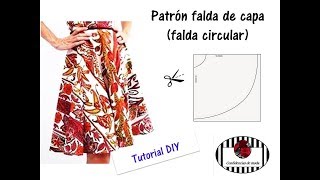 Tutorial Falda circular en 5 minutos  Falda de capa [upl. by Natsrik]