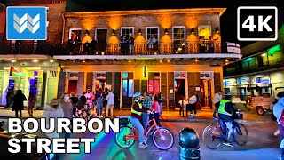 4K Nightlife at Bourbon Street in New Orleans Louisiana USA Virtual Walking Tour amp Travel Guide [upl. by Kevon503]