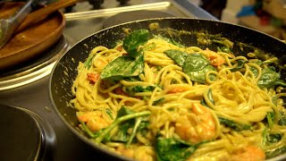 Vapianos Gamberetti e Spinaci ASMR 4k video Creamy Spinach amp Prawn pasta [upl. by Amble]