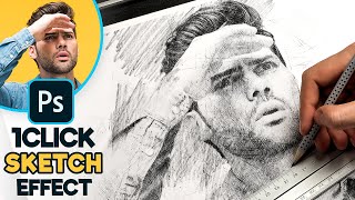 1CLICK Photo to Pencil Drawing Sketch Effect  Photoshop Tutorial [upl. by Fuller]