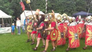 Roman Reenactment at the Amphitheatre in Caerleon Marching In [upl. by Awuhsoj]