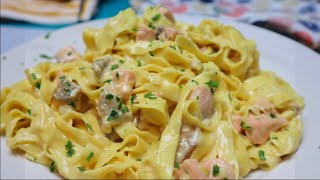 Quick and easy salmon pasta recipe  Italian Pasta Recipe [upl. by Nosauq]