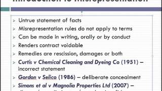 Misrepresentation Lecture 1 of 4 [upl. by Aivatan593]