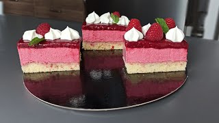 Recette gâteau mousse framboise bavarois framboises كعكة التوت [upl. by Anerroc]