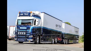 VAN HERK SCANIA R650 V8 NextGeneration LOUD open pipe sounds ONBOARD [upl. by Smiga]