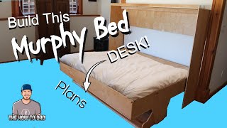 How to Build a Murphy Bed Desk DIY  Study Bed NO KIT or HARDWARE  Murphy Bed DIY [upl. by Ettenim569]