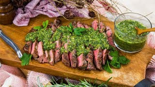 Ryan Scotts Simple Pan Seared Flank Steak  Home amp Family [upl. by Sixela]